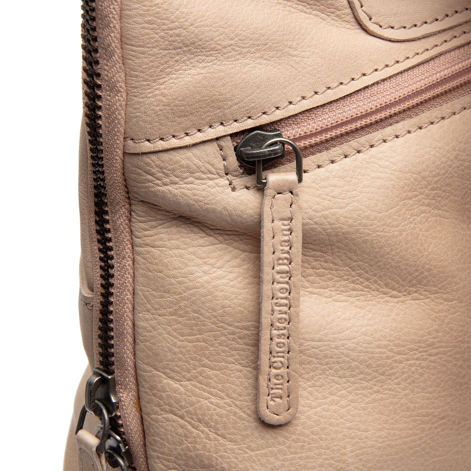Leather Backpack Beige Bern - Image 5