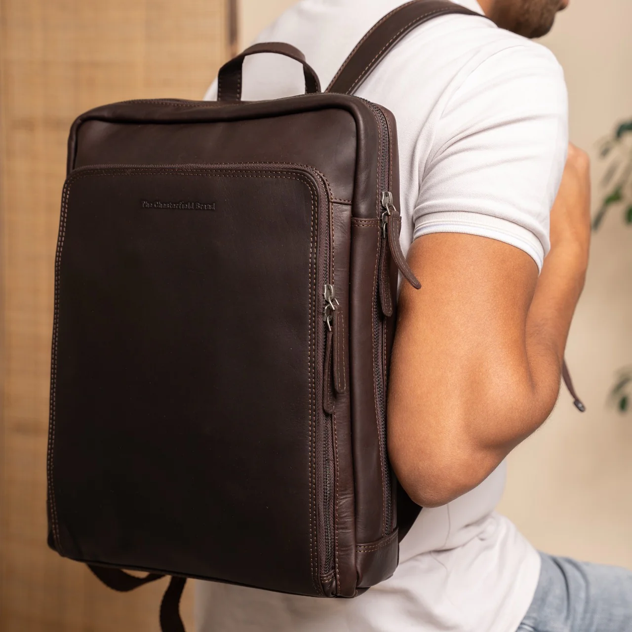 Leather Backpack Brown Jasper - Image 2