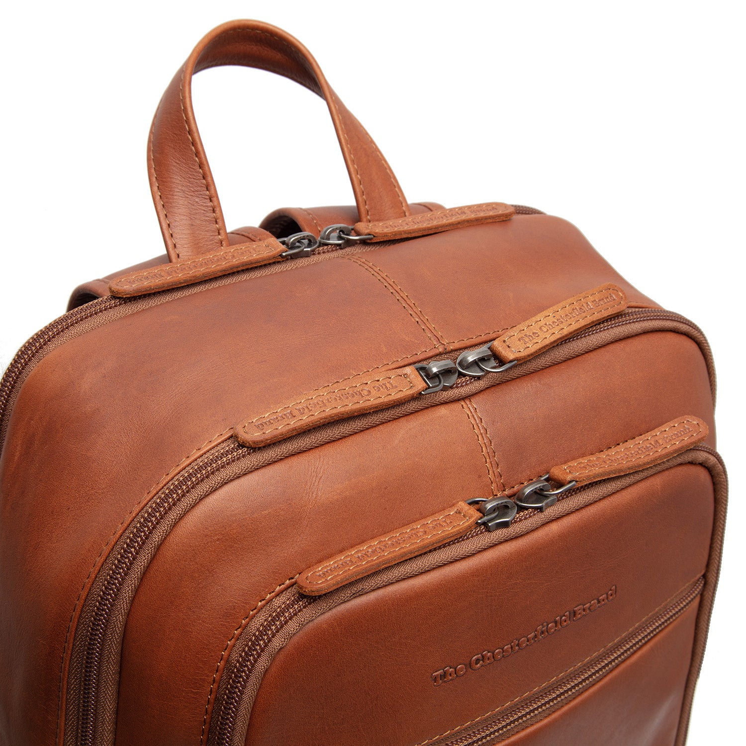 Leather Backpack Cognac Detroit - Image 7
