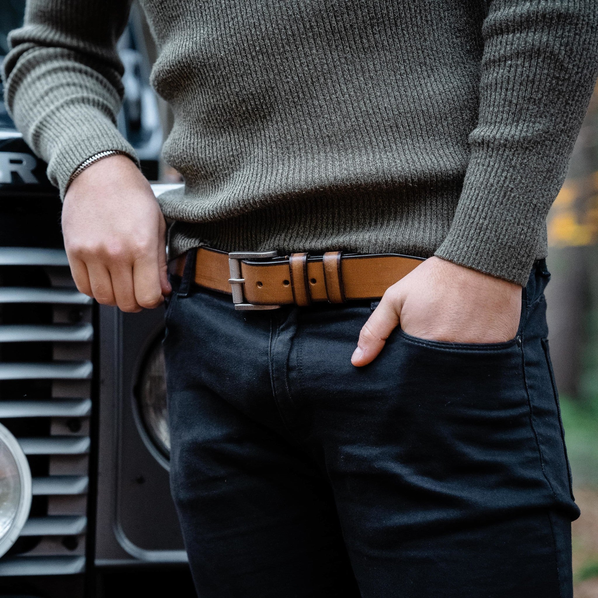 Leather Belt Cognac Aayden - Image 3