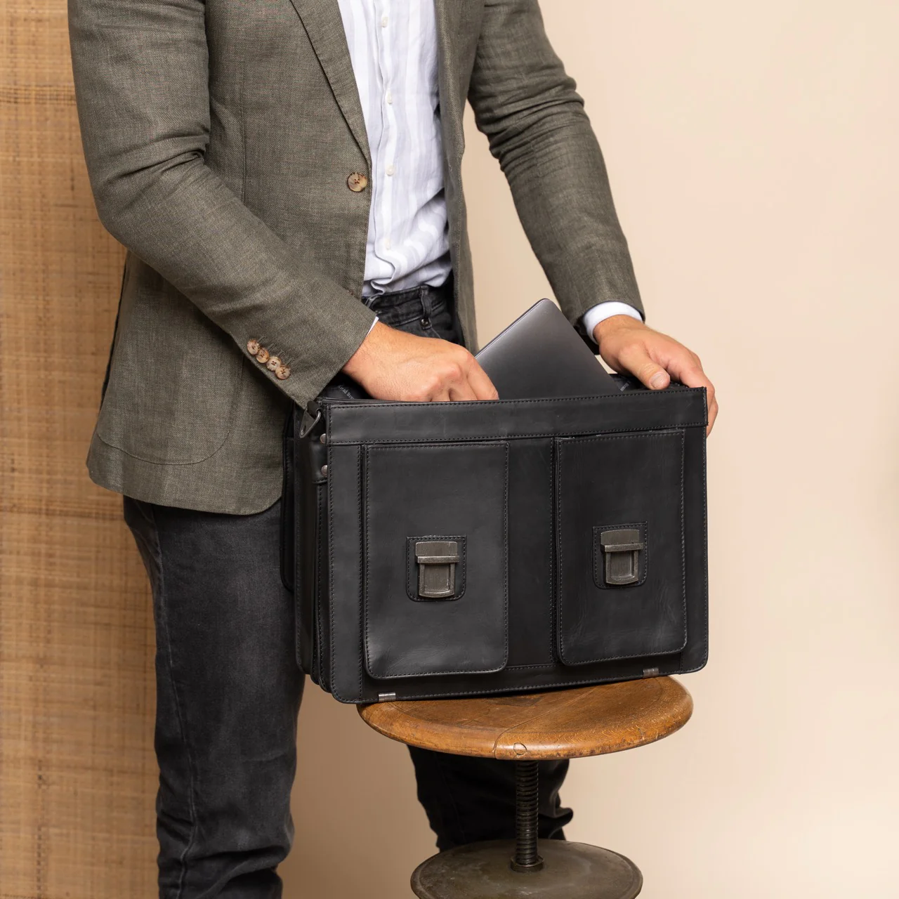 Leather Briefcase Black Springfield - Image 3