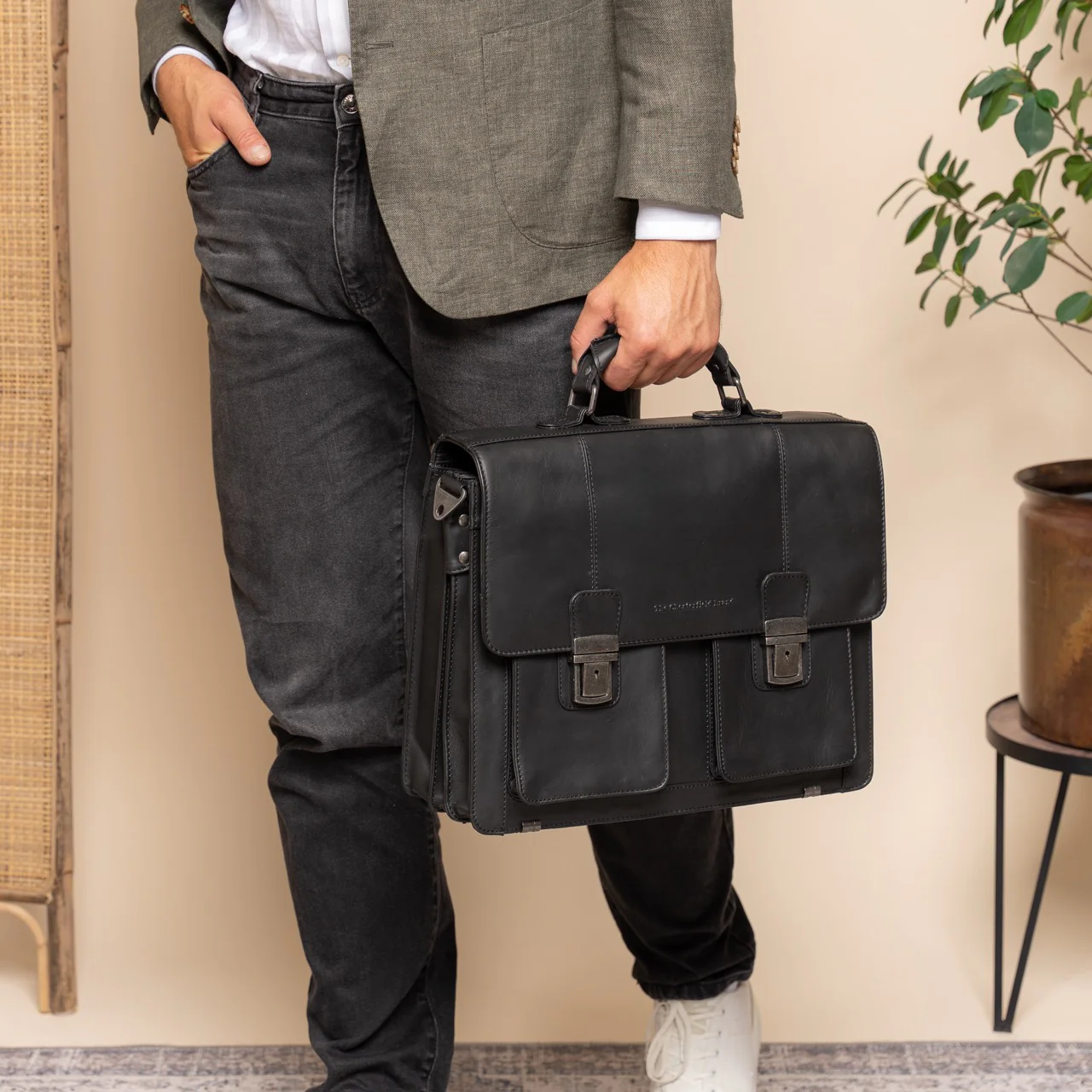 Leather Briefcase Black Springfield - Image 4
