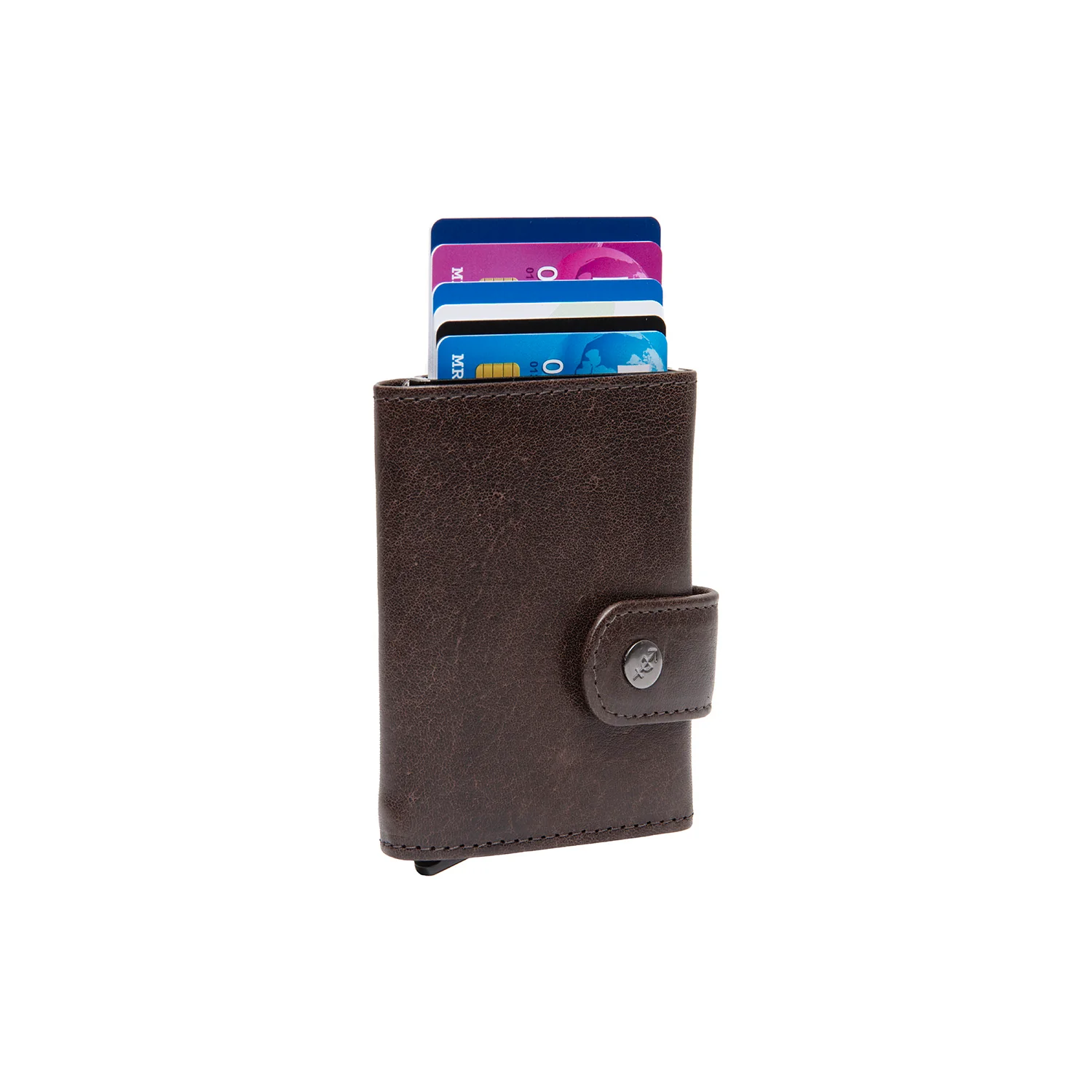 Leather Card Holder Brown Larino