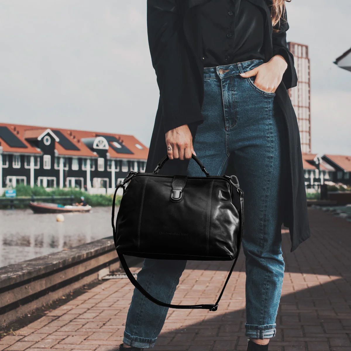 Leather Shoulder Bag Black Shaun - Image 2