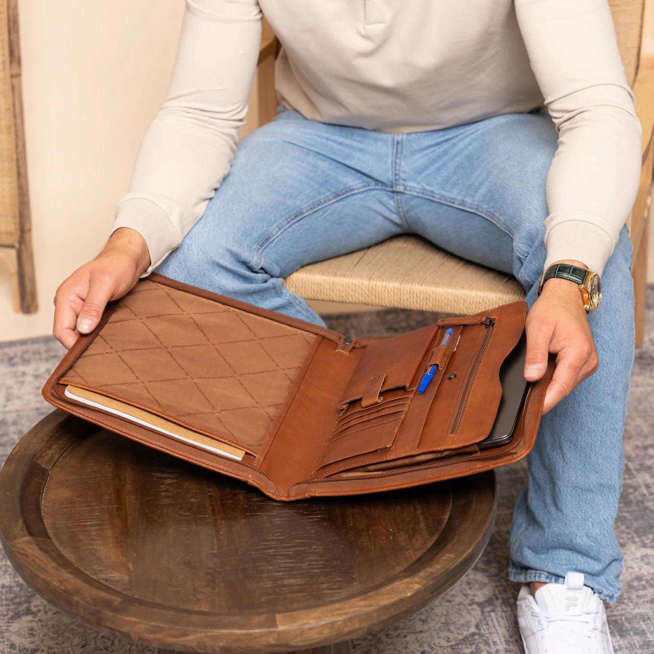 Leather Document Case Cognac Barnet - Image 3