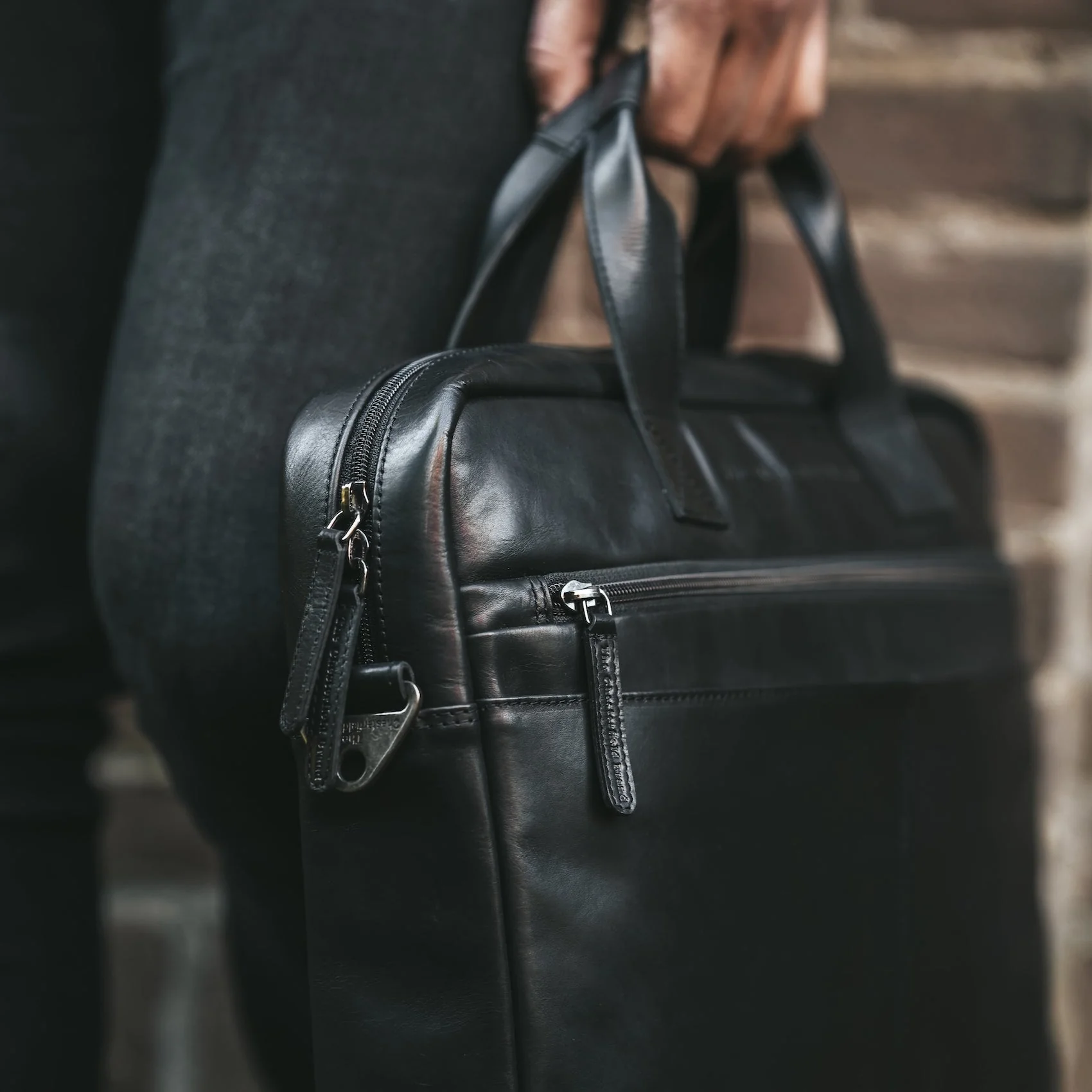Leather Laptop Bag Black Verona - Image 3