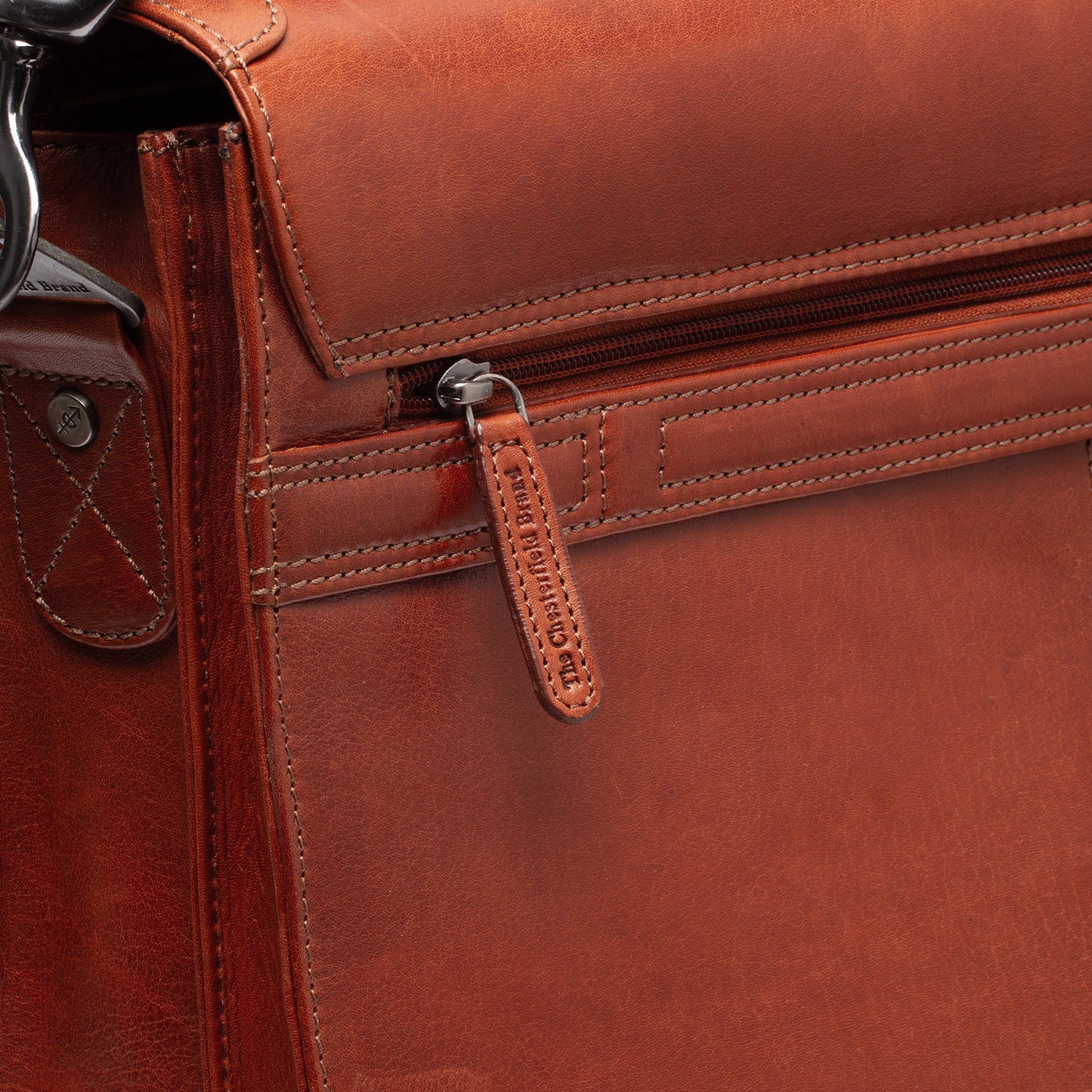 Leather Laptop Bag Cognac Salvatore - Image 4