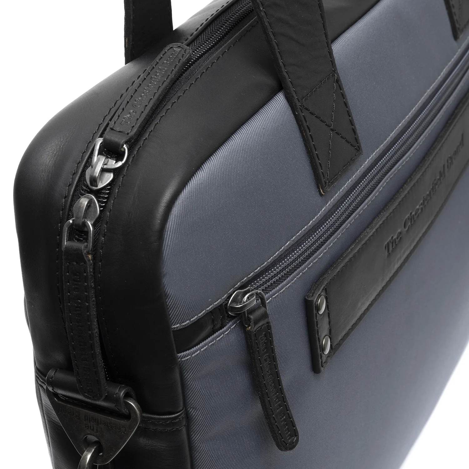 Leather Laptop Bag Light Grey Narvik - Image 4