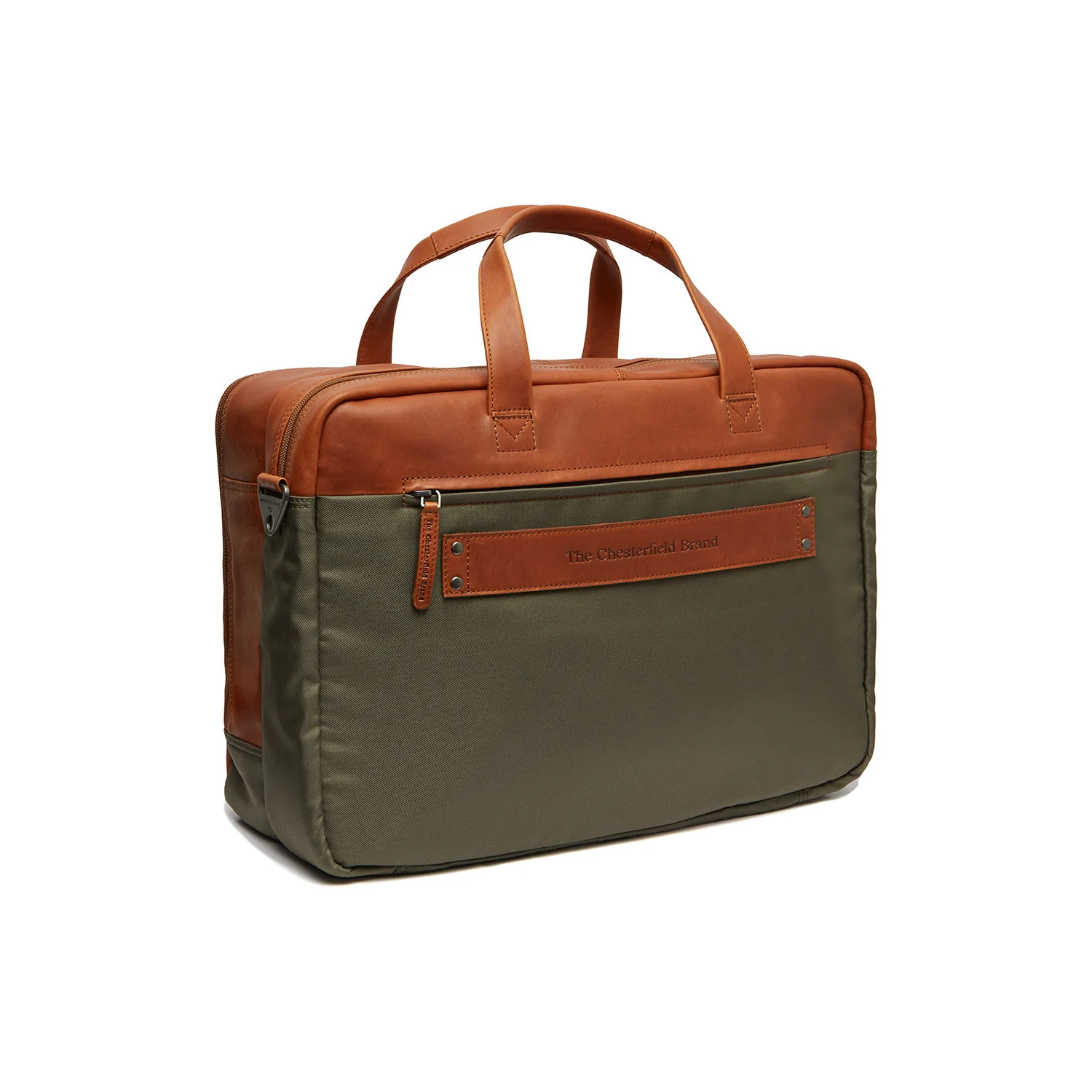 Leather Laptop Bag Steel Green Nivano - Image 6