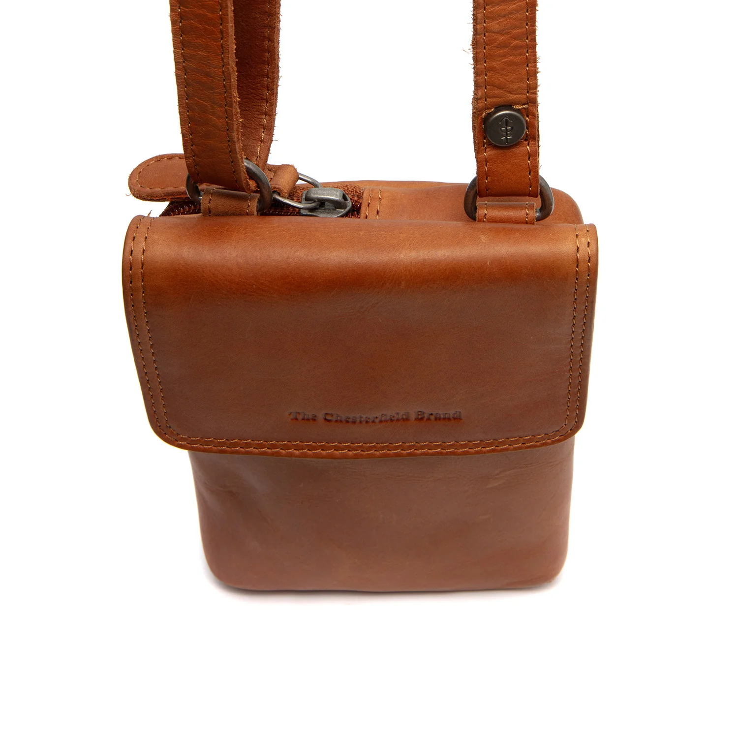 Leather Phone Pouch Cognac Langley - Image 6