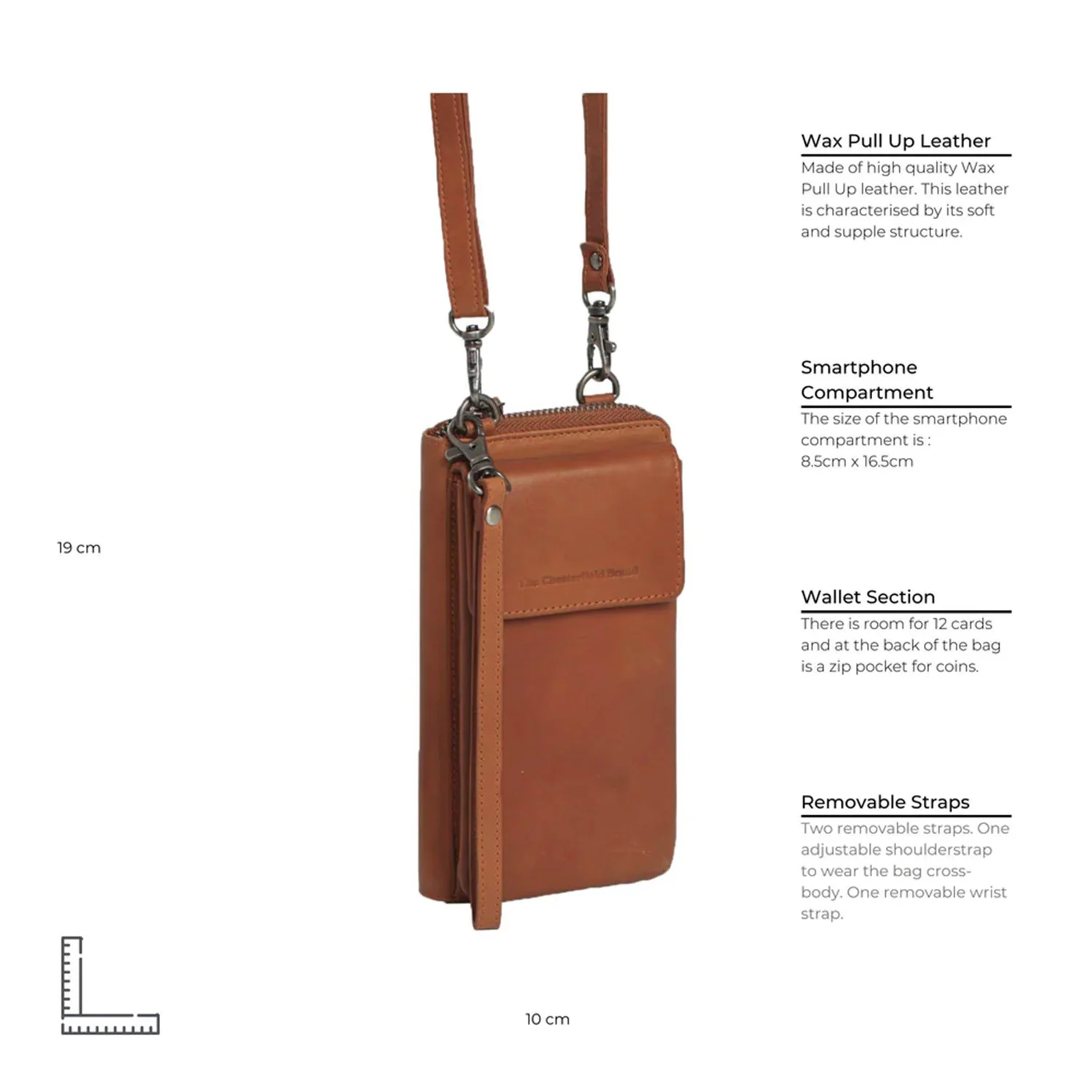 Leather Phone Pouch Cognac Malaga - Image 10