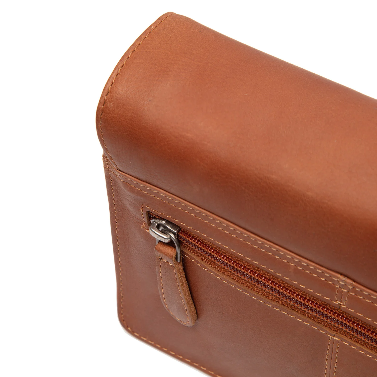 Leather Shoulder Bag Cognac Lucca - Image 5