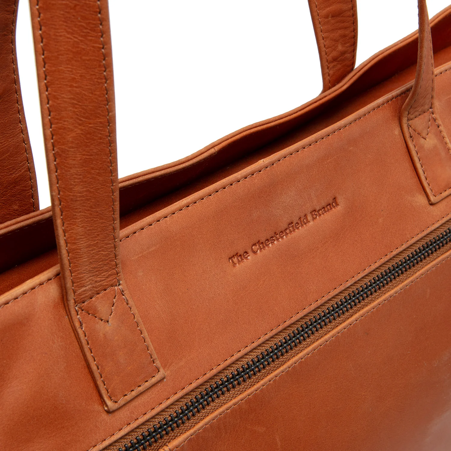 Leather Shopper Cognac Osira - Image 2