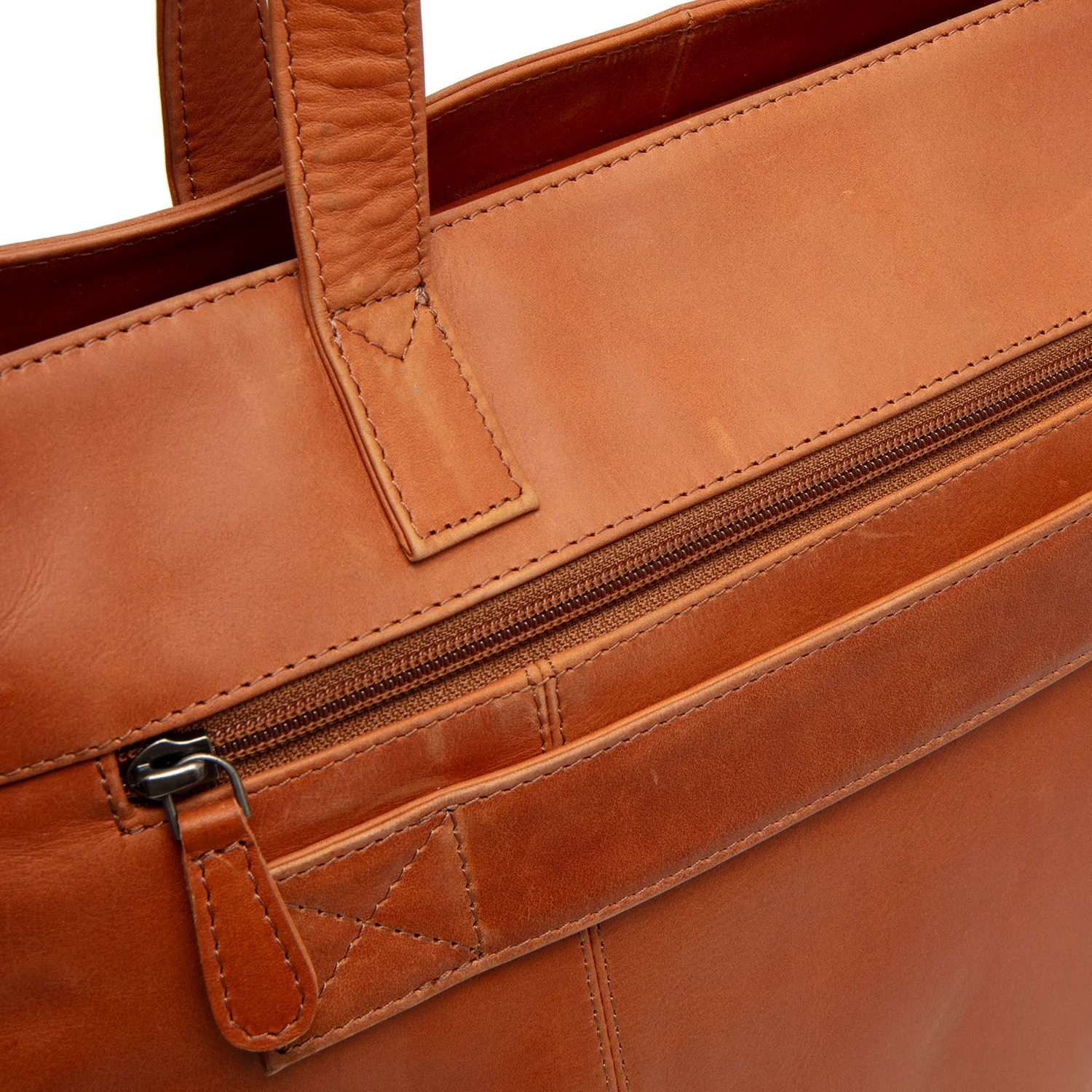 Leather Shopper Cognac Osira - Image 3