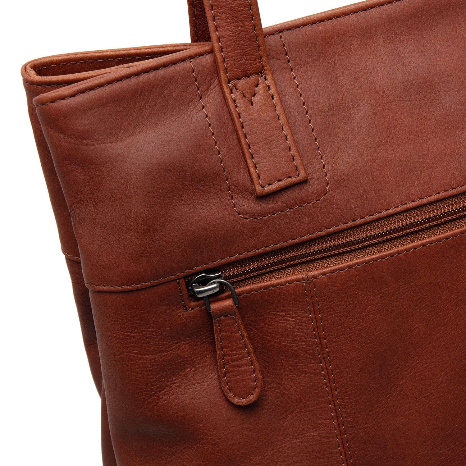Leather Shopper Cognac Solvia - Image 7