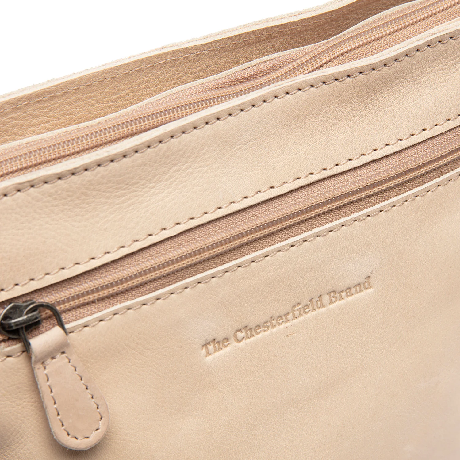 Leather Shoulder Bag Beige Aston - Image 3