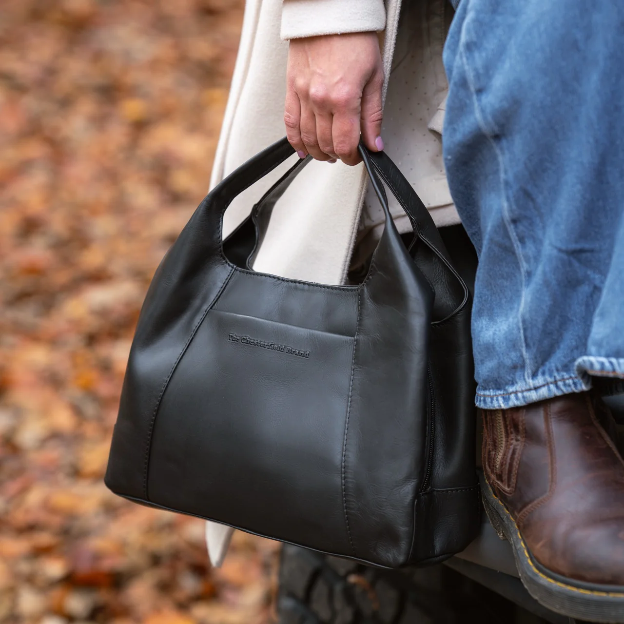 Leather Shoulder Bag Black Salina - Image 2
