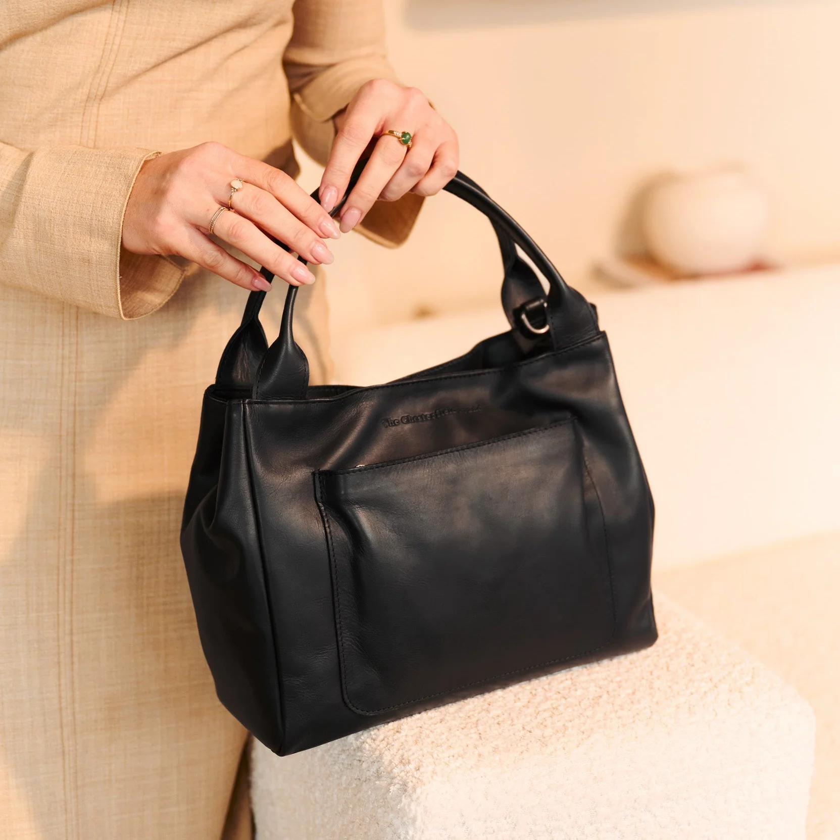 Leather Shoulder Bag Black Tenara - Image 2