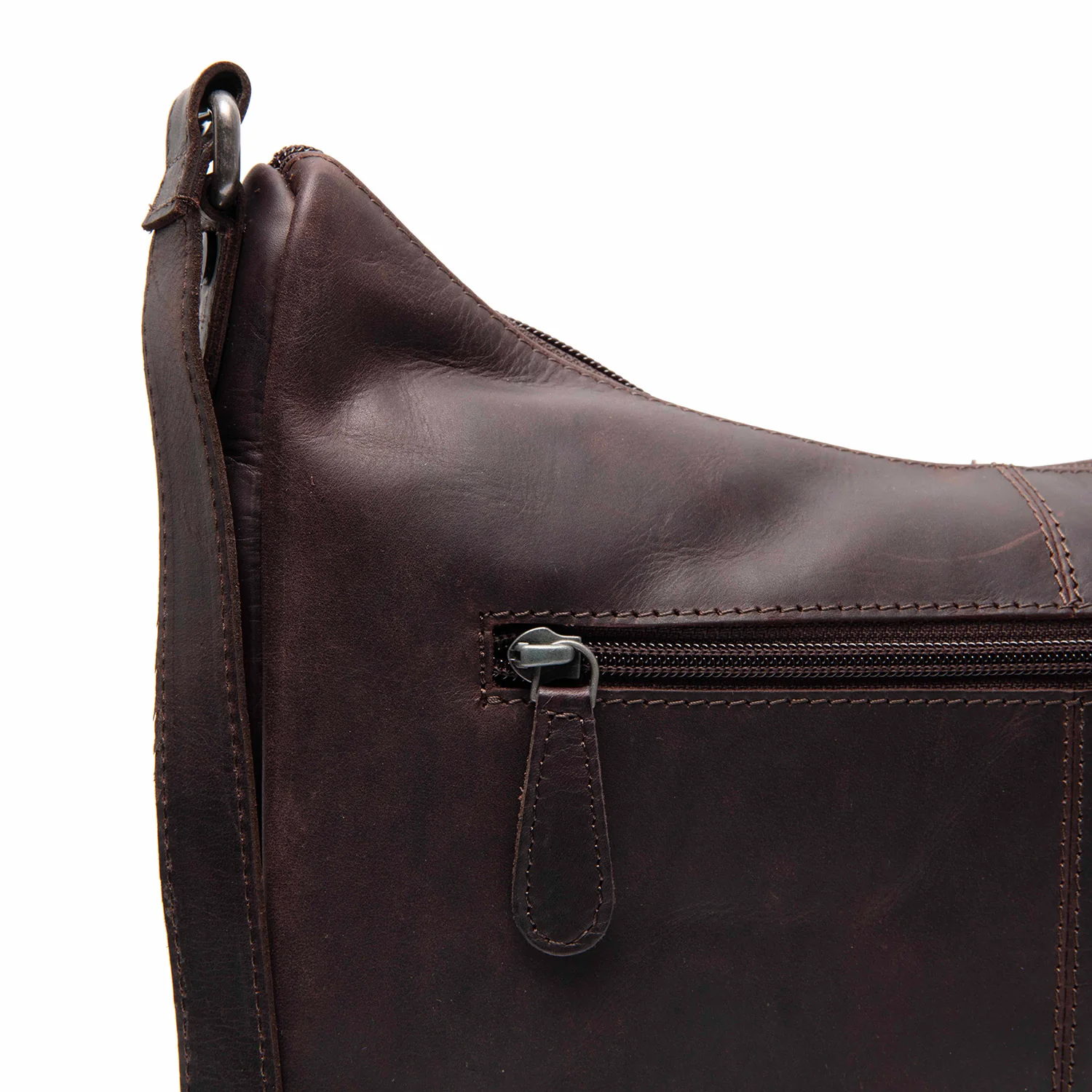Leather Shoulder Bag Brown Valenora - Image 5