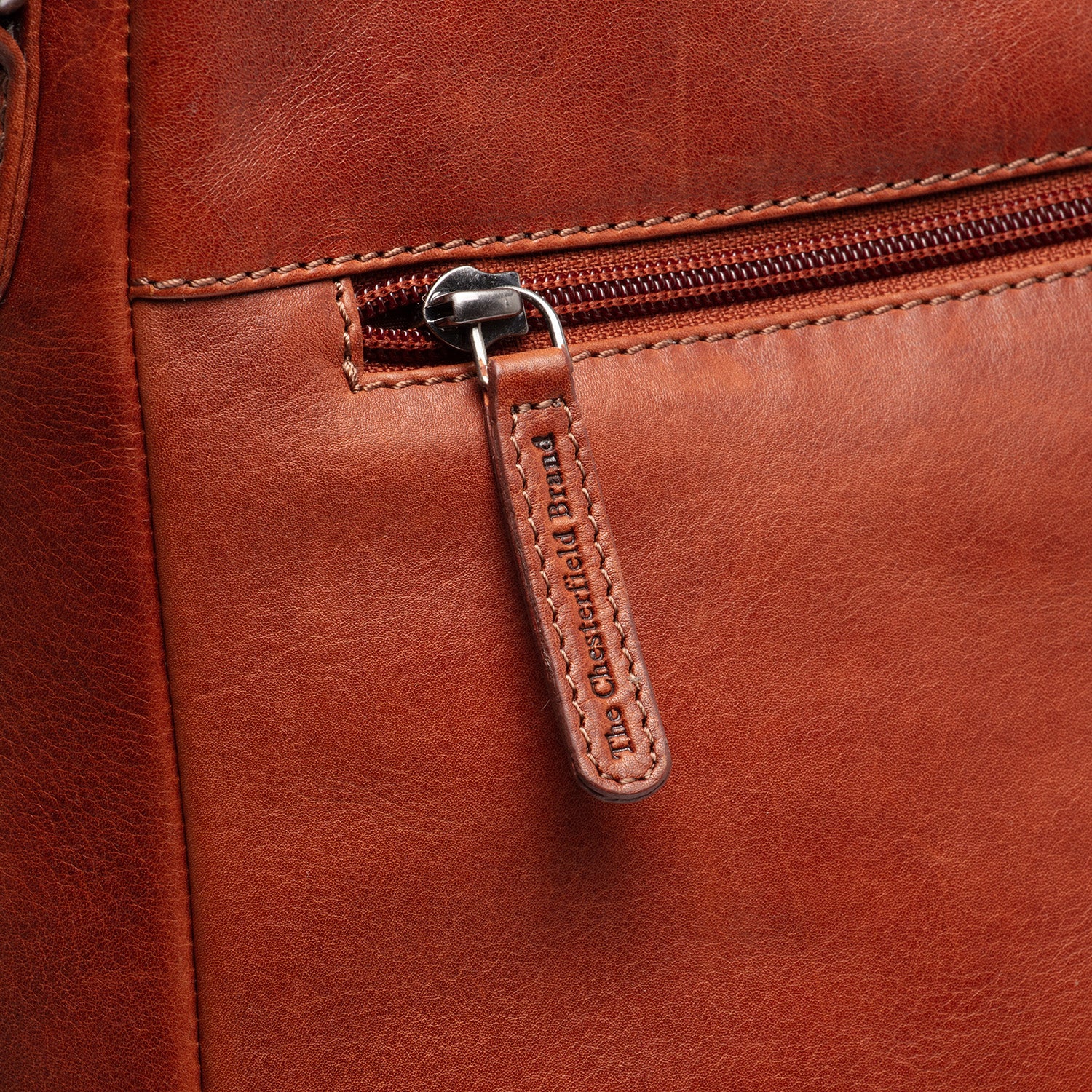 Leather Shoulder Bag Cognac Letizia - Image 5