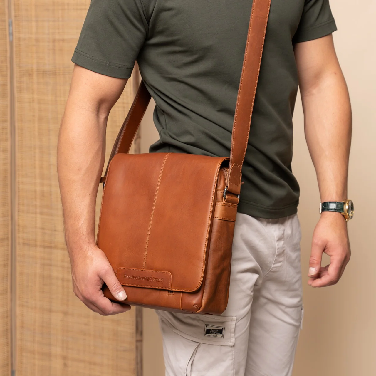 Leather Shoulder Bag Cognac Raphael - Image 2
