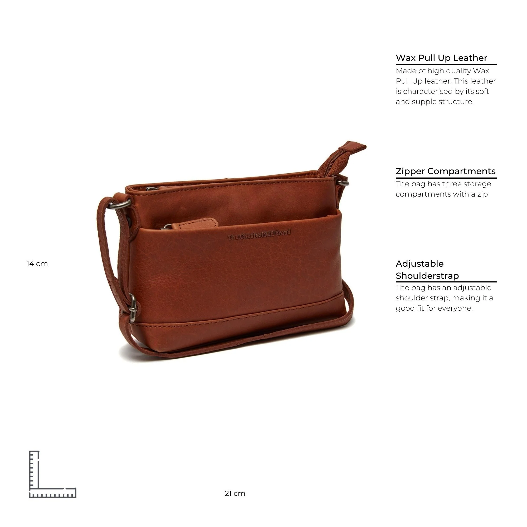 Leather Shoulder Bag Cognac Salerno - Image 8