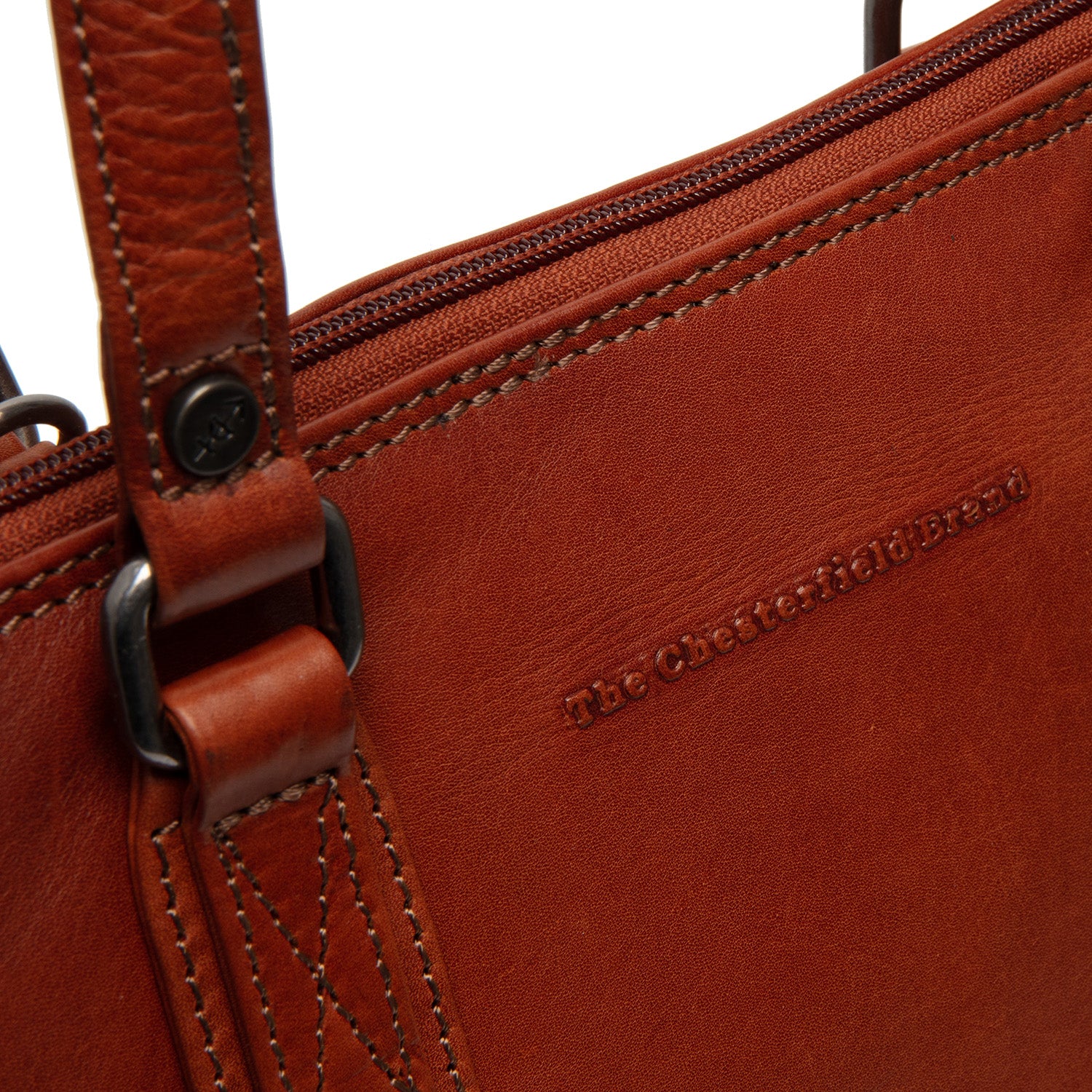 Leather Shoulder Bag Cognac Viamonte - Image 4