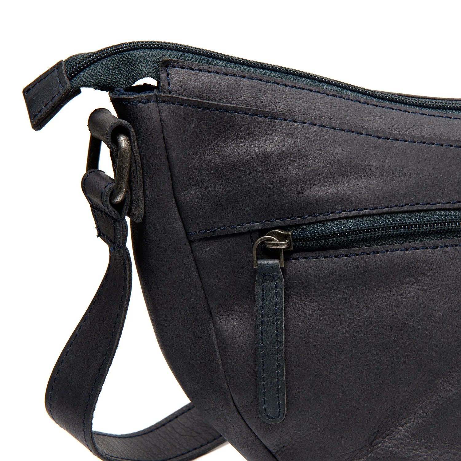 Leather Shoulder Bag Navy Clarita - Image 7