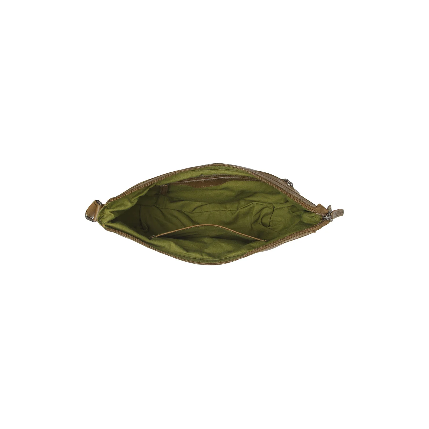 Leather Shoulder Bag Olive Green Clarita - Image 6