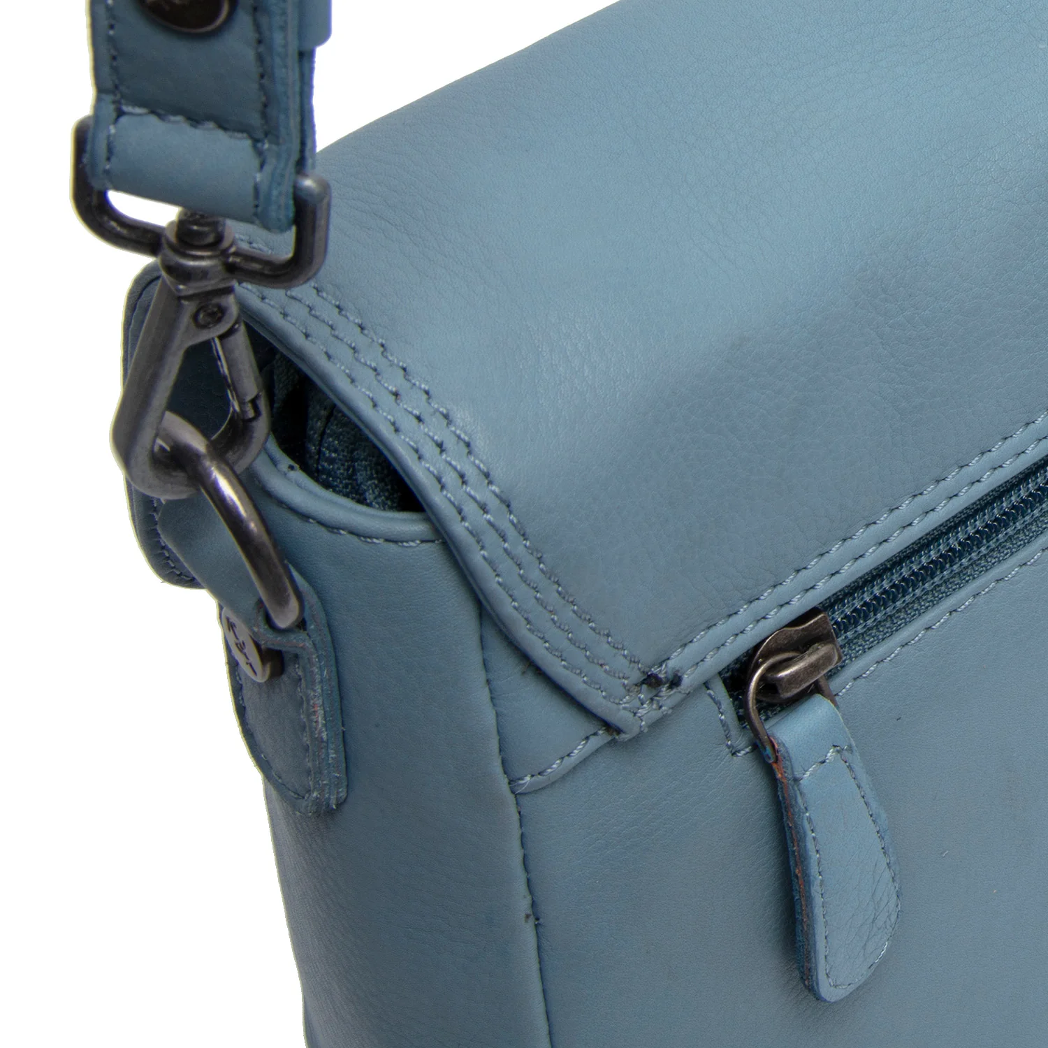 Leather Shoulder Bag Sky Blue Miloa - Image 5
