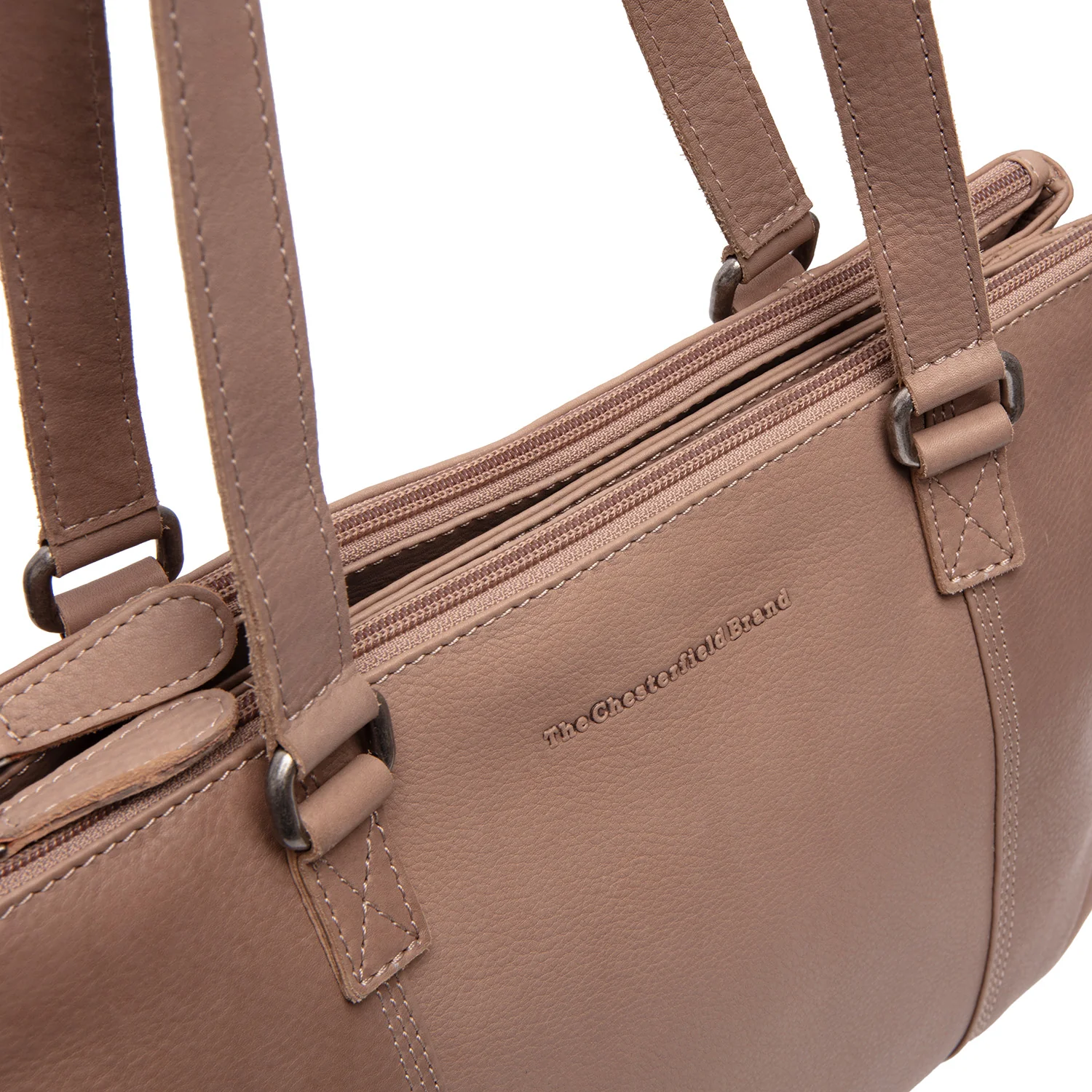 Leather Shoulder Bag Taupe Marvos - Image 5
