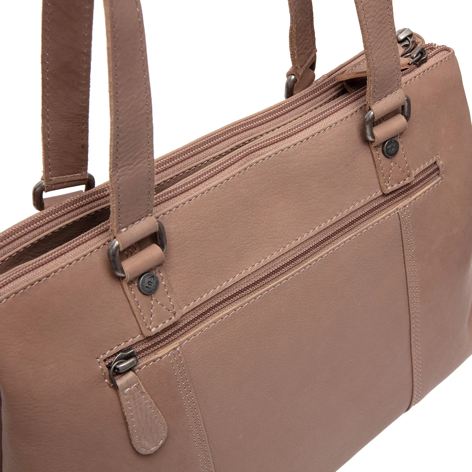 Leather Shoulder Bag Taupe Marvos - Image 8