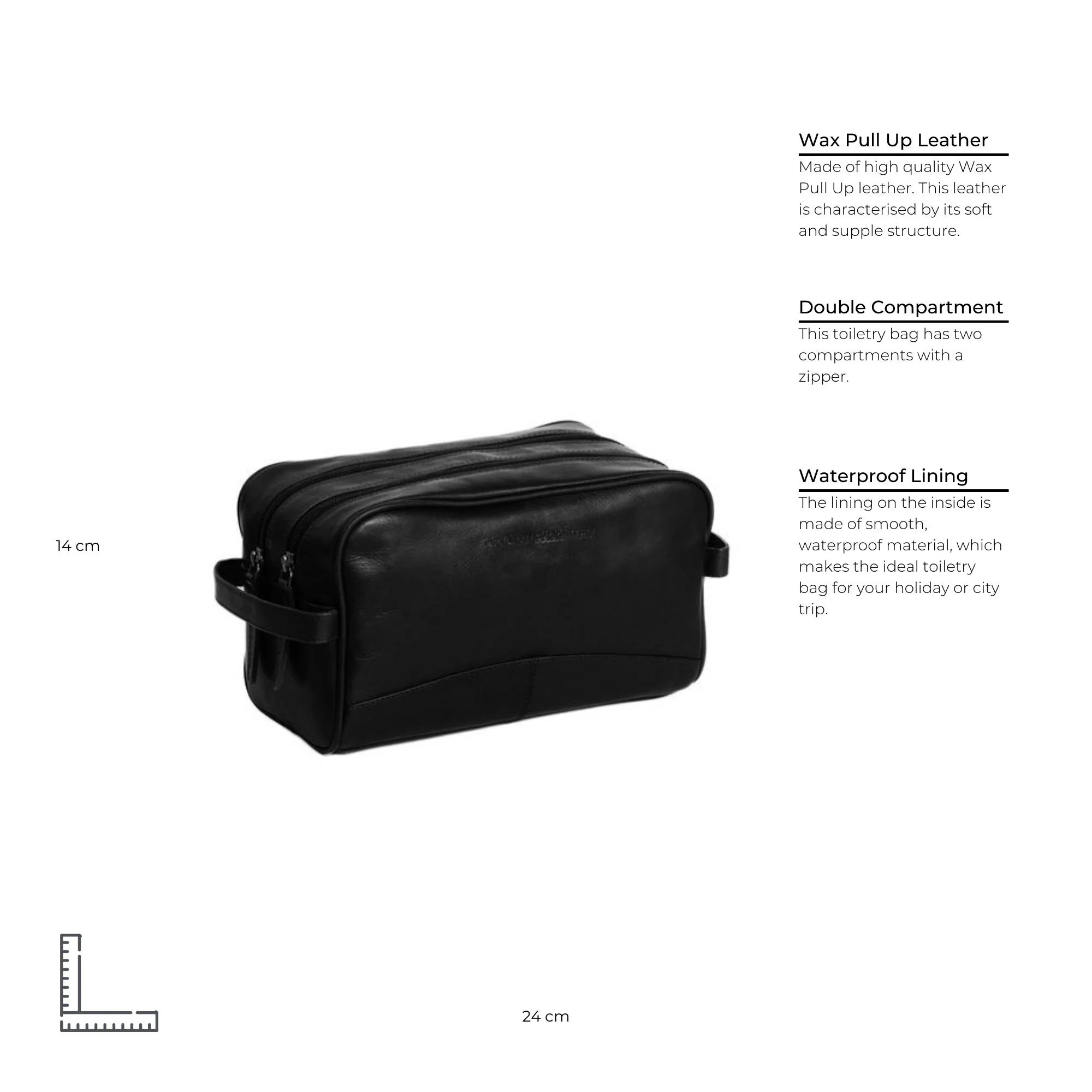 Leather Toiletry Bag Black Stacey - Image 9