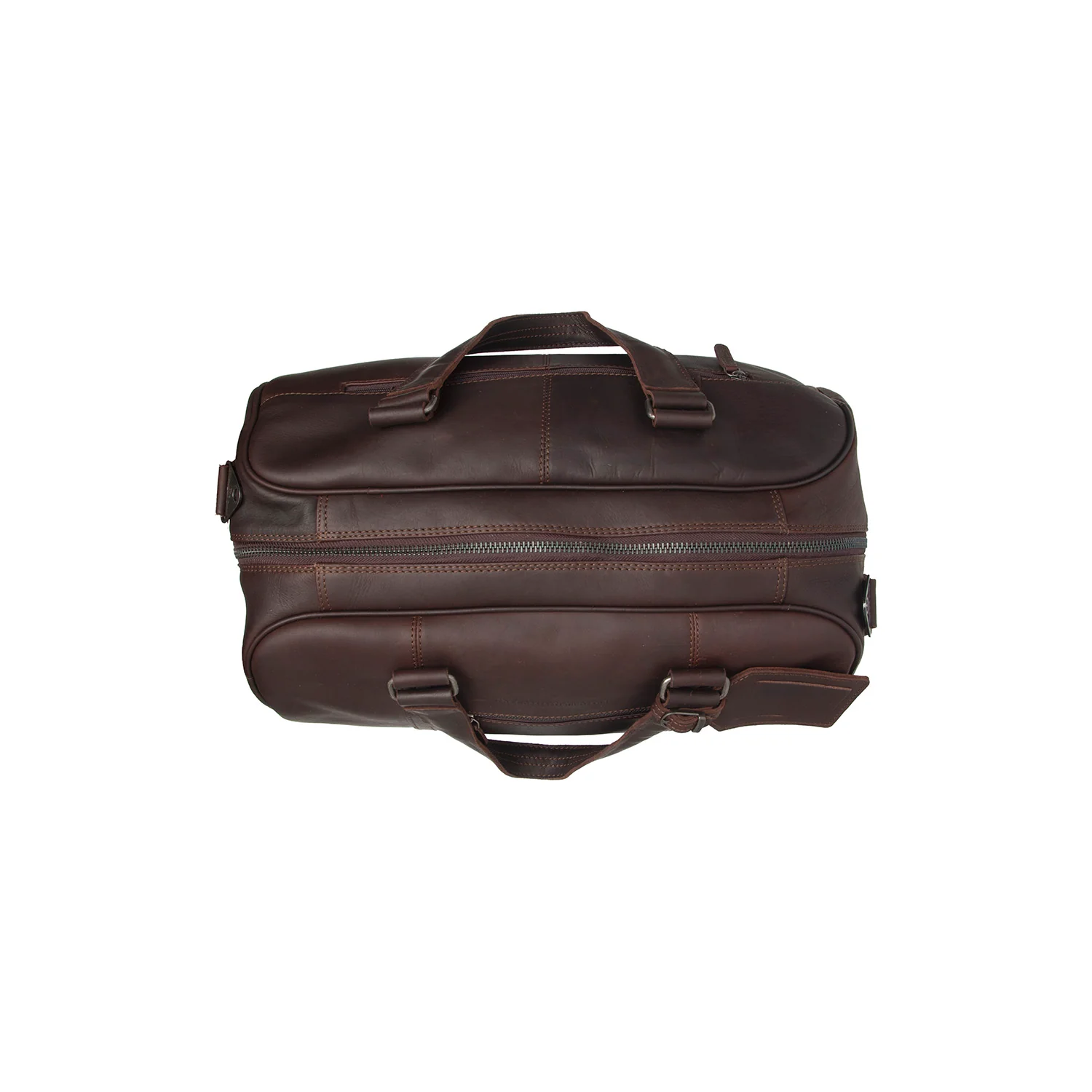 Leather Travel Bag Brown Volenza - Image 6