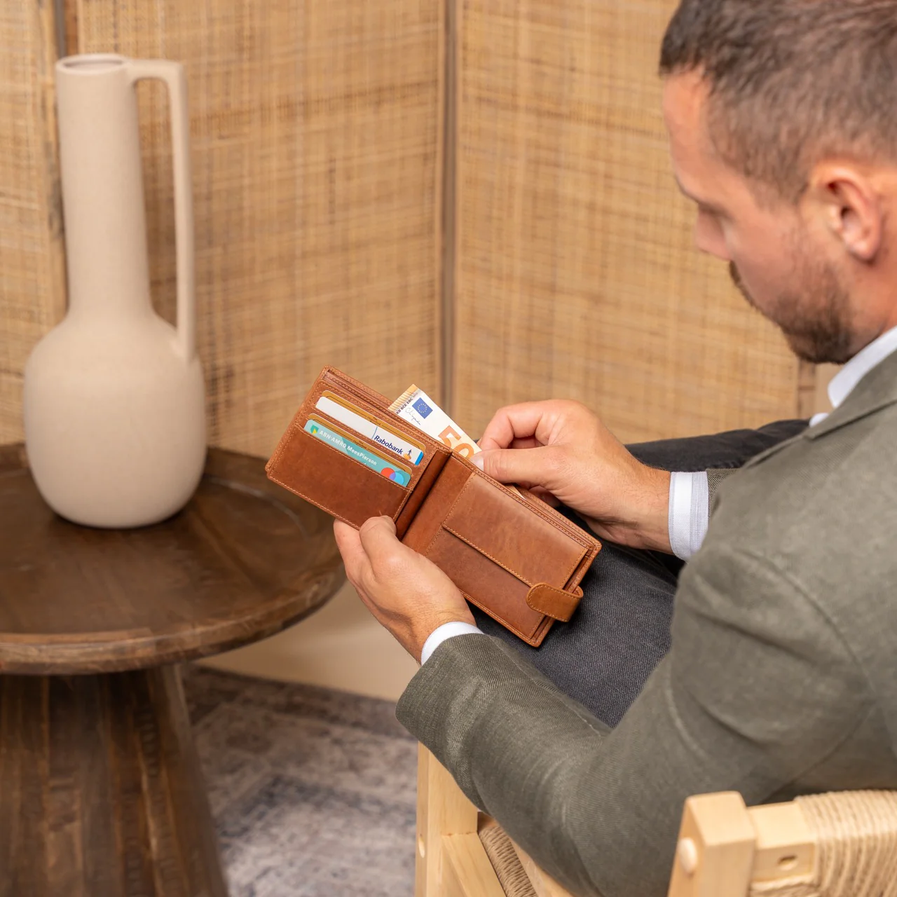 Leather Wallet Cognac Curtis - Image 3