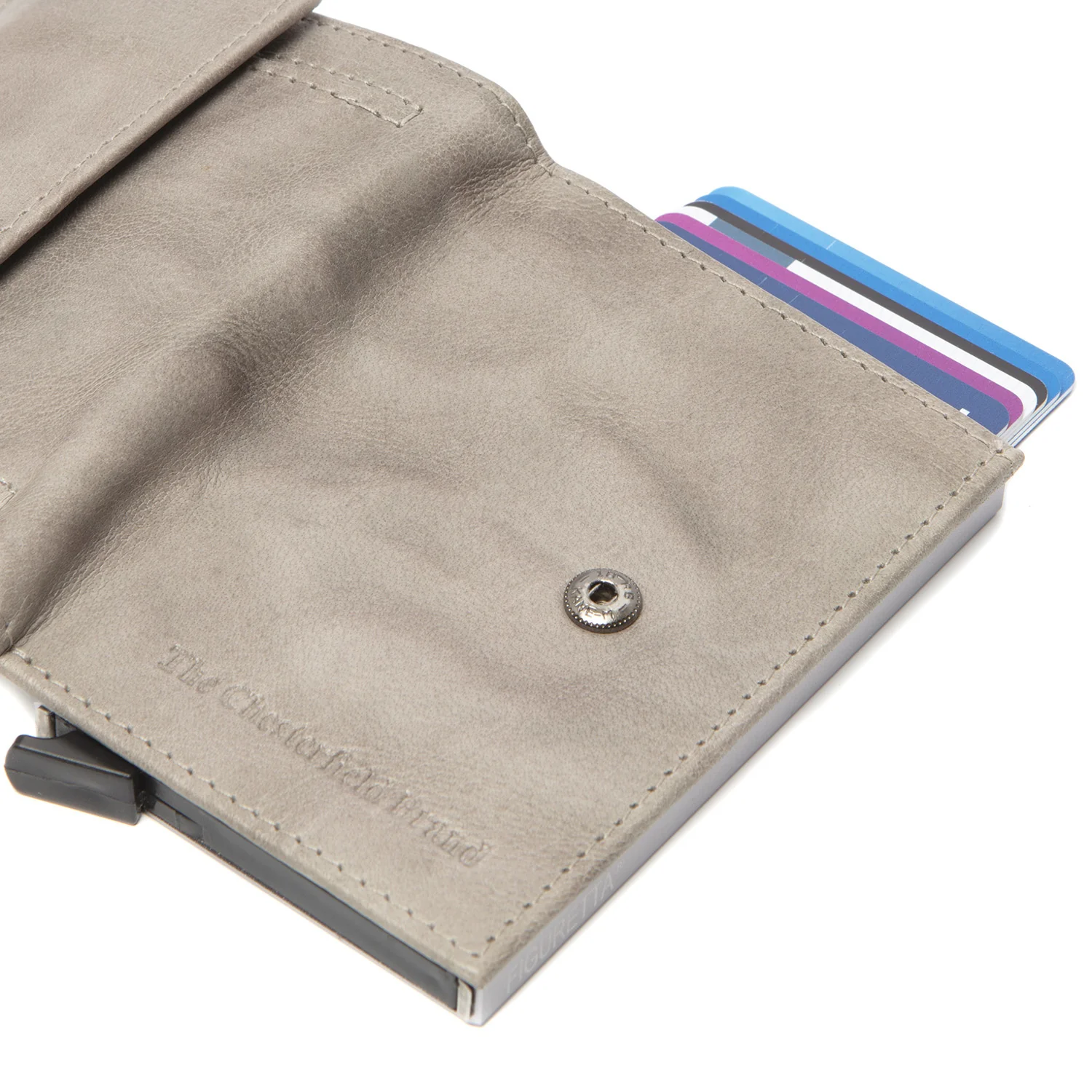 Leather Card Holder Light Grey Hannover - Image 4