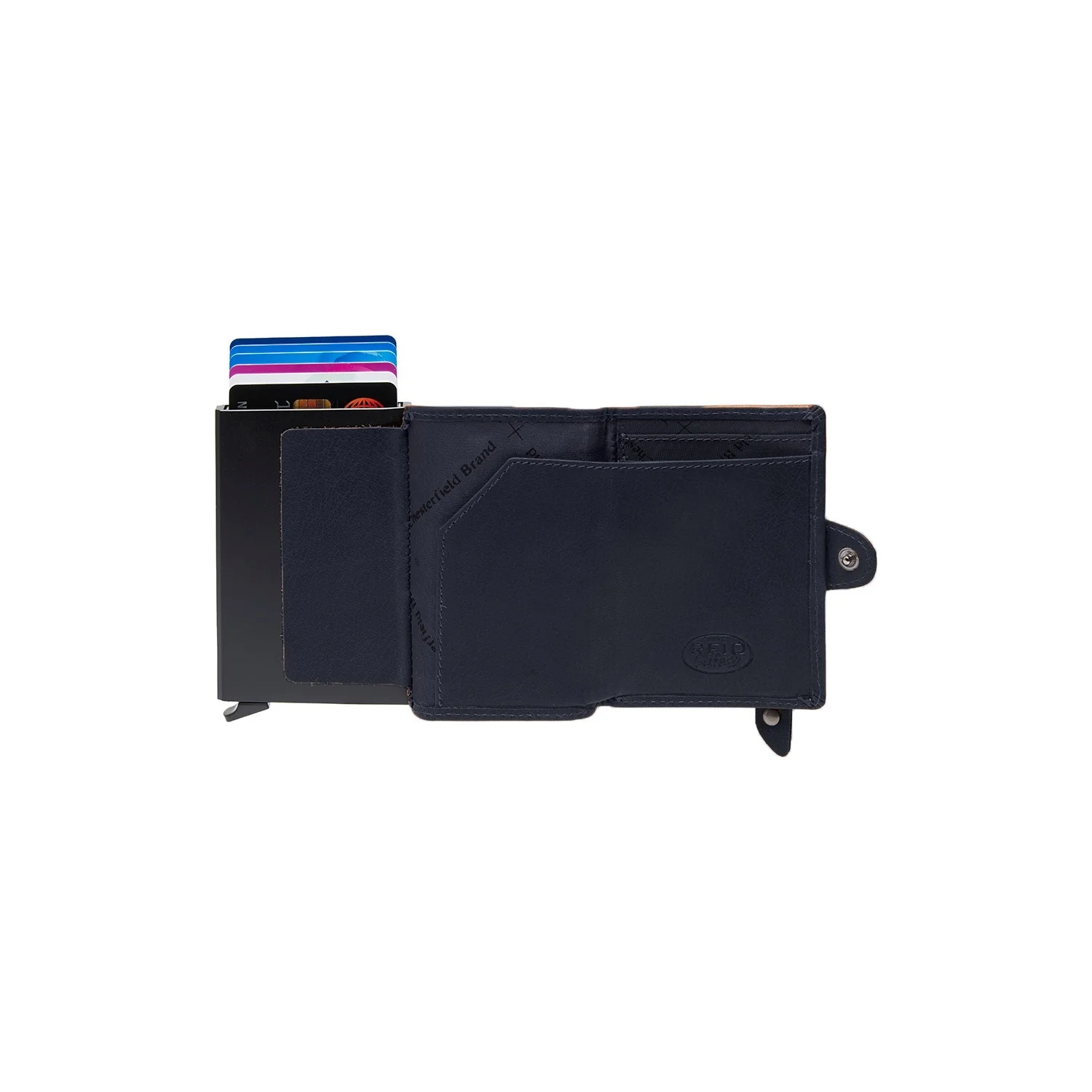Leather Card Holder Navy Albury - Image 3