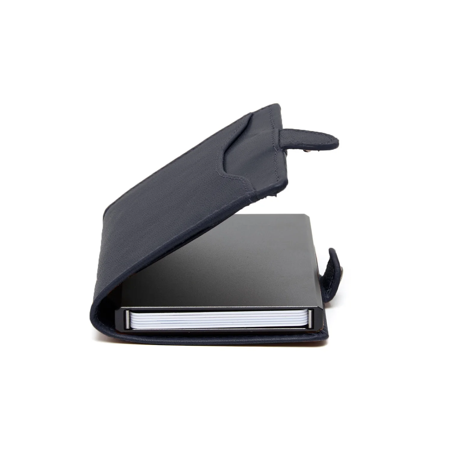 Leather Card Holder Navy Albury - Image 4