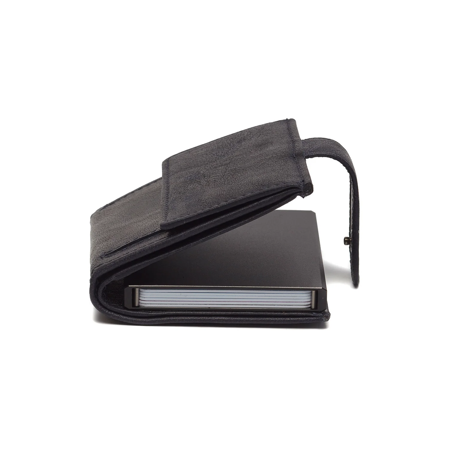 Leather Card Holder Navy Hannover - Image 4
