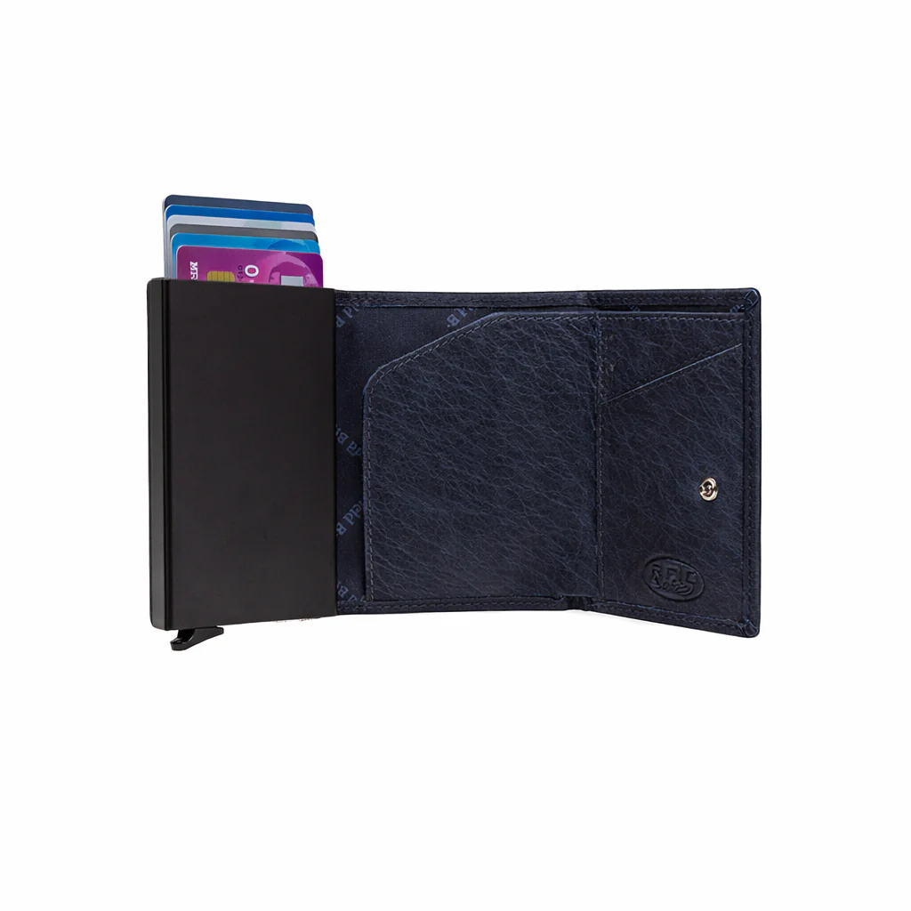 Leather Card Holder Navy Paris - Image 5