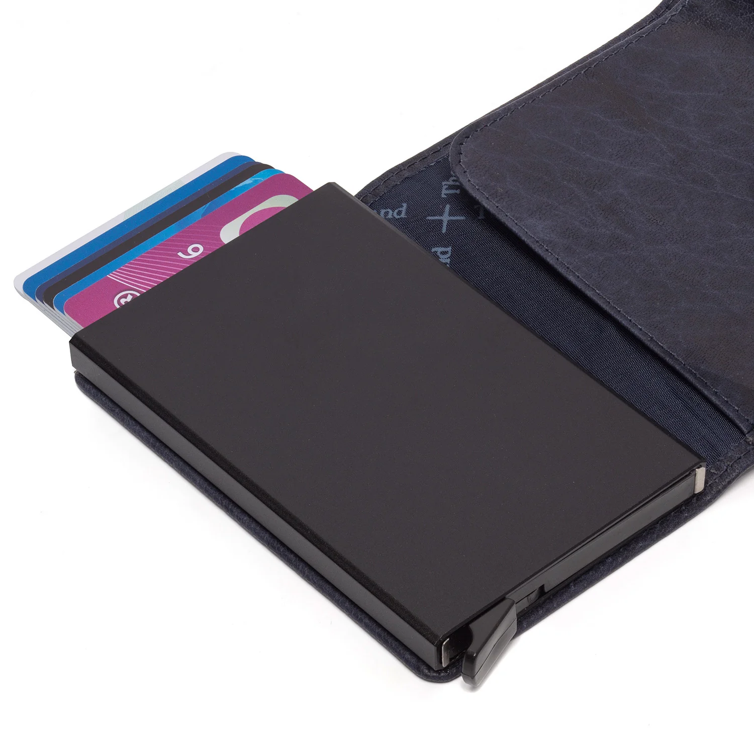 Leather Card Holder Navy Portland - Image 6
