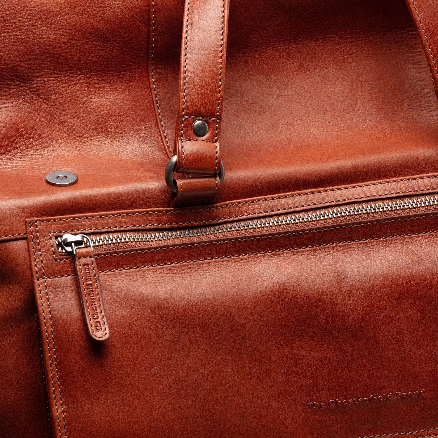 Leather Travel Bag Cognac Lazio - Image 6