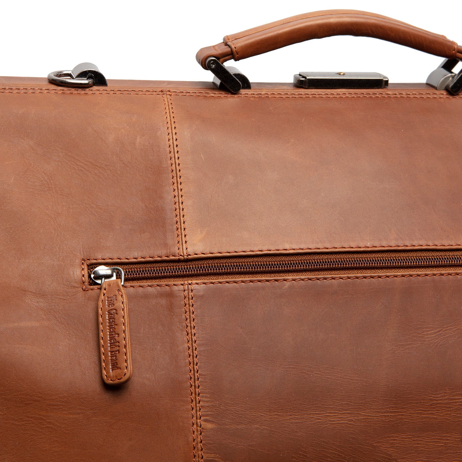 Leather Travel Bag Cognac Corfu - Image 4